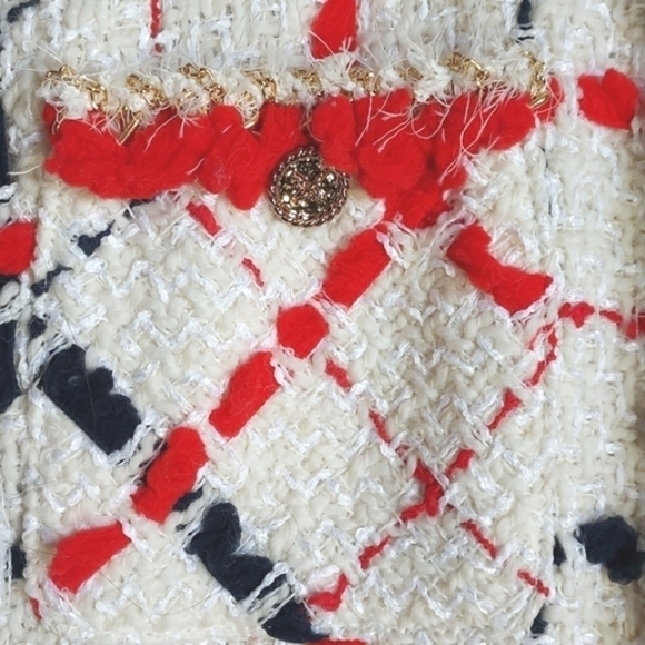 NWOT Amen Wardy Check Pattern Tweed Long Coat Size FR46 - Picture 11 of 16